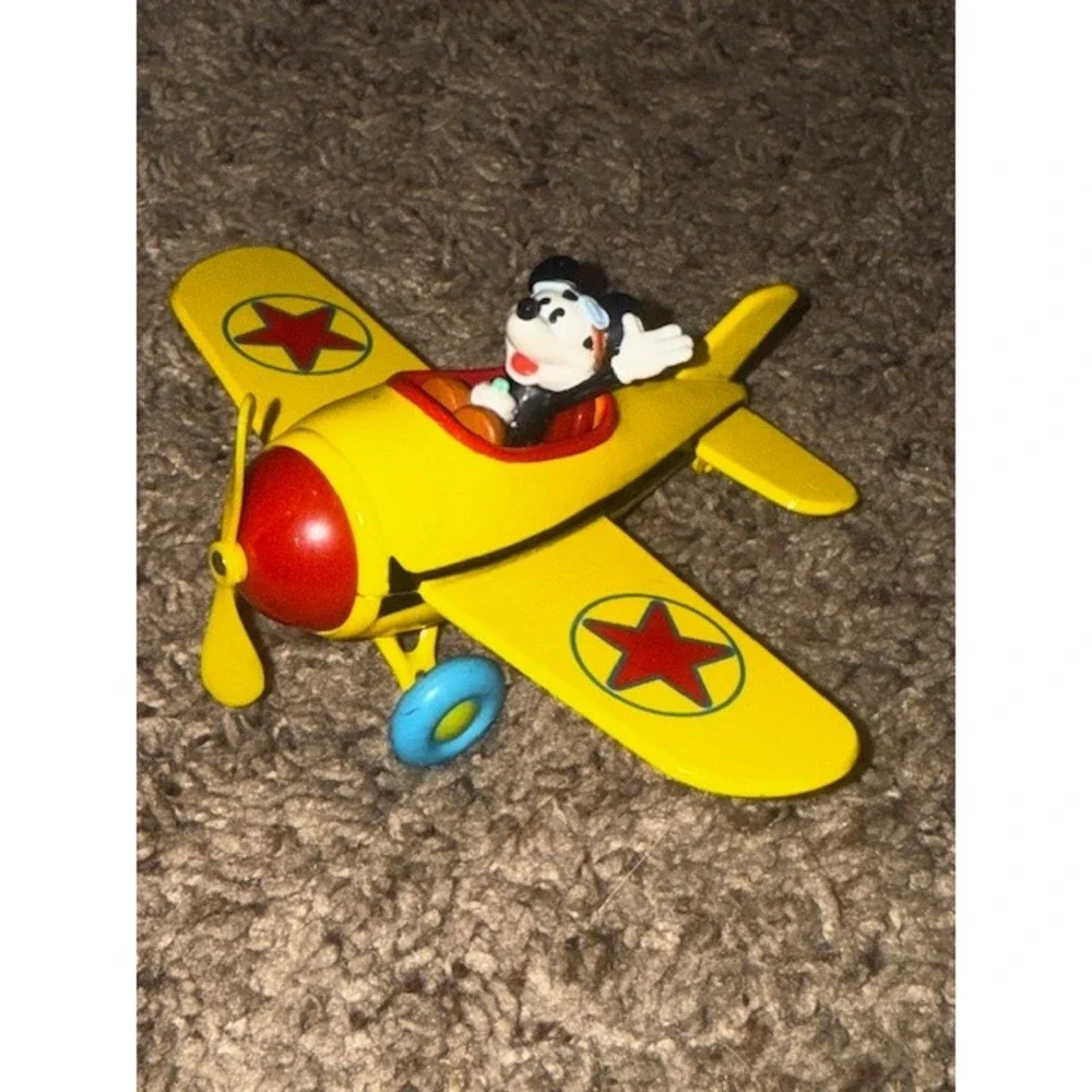 Disney‎ DecoPac Mickey Mouse Pilot Yellow Propeller Airplane Toy
